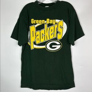 Vintage Logo 7 Green Bay Packer Green Tshirt Size Large